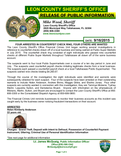 Four Arrested in Counterfeit Check Ring, Four Others are Wanted