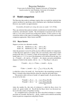 Bayesian Statistics 13 Model comparison
