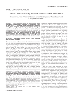 Dissociations in Future Thinking Following Hippocampal Damage
