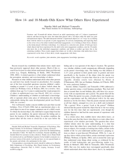 How 14- and 18-Month-Olds Know What Others Have Experienced