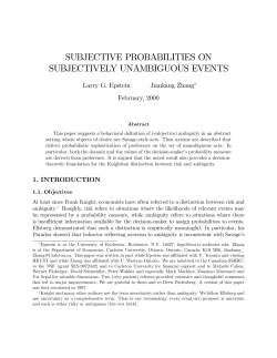 subjective probabilities on subjectively unambiguous events