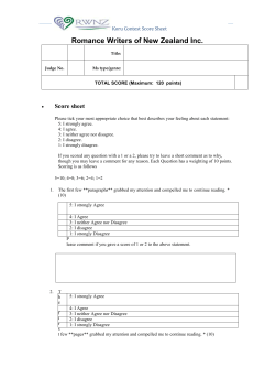 Koru Score Sheet 2017 - Romance Writers of New Zealand