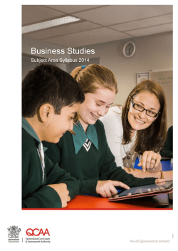 Business Studies Subject Area Syllabus 2014
