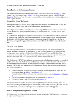 Introduction to Shakespeare`s Sonnets