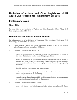 Limitation of Actions and Other Legislation