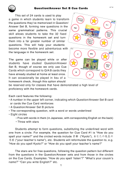 Question/Answer Set B Cue Cards This set of 24