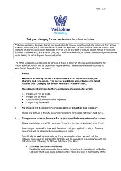 June 2015 Policy on charging for and remissions for school activities