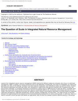 The question of scale in integrated natural resource management