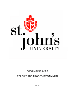 Purchasing Card Policies and Procedures Manual