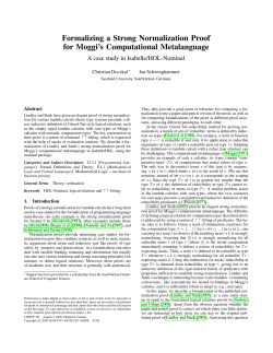Formalizing a Strong Normalization Proof for Moggi`s Computational