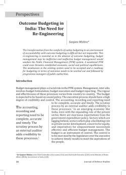 Outcome Budgeting in India - Institute for Defence Studies and