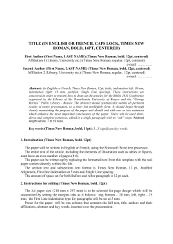 title (in english or french, caps lock, times new roman, bold, 14pt