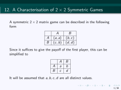 12. A Characterisation of 2 &times; 2 Symmetric Games