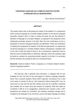 CONCEIVING LANGUAGE AS A COMPLEX ADAPTIVE