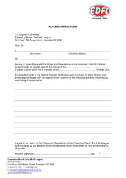 Founded 1930 Essendon District Football League