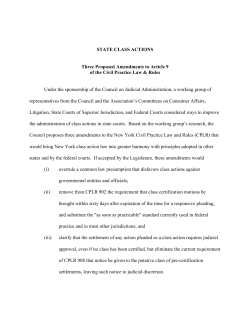 STATE CLASS ACTIONS Three Proposed Amendments to Article 9