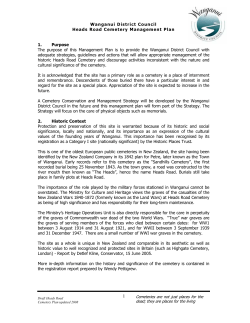 Heads Road Cemetery Management Plan