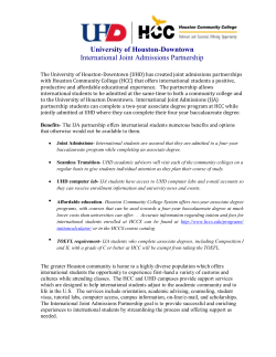 International Joint Admissions Program Partnership HCCS