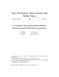 Peace Economics, Peace Science and Public Policy