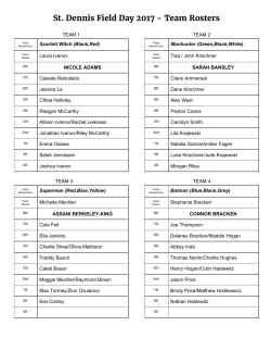 St. Dennis Field Day 2017 - Team Rosters