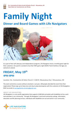 Dinner and Board Games with Life Navigators FRIDAY, May 19th