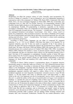 Noun Incorporation Revisited: Valency Effects and Argument