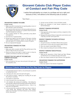 Giovanni Caboto Club Player Codes of Conduct and Fair Play Code