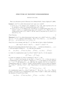 STRUCTURE OF NILPOTENT ENDOMORPHISMS This is an