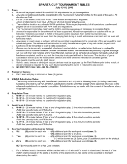 SPARTA CUP TOURNAMENT RULES