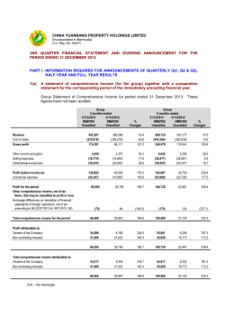 third quarter financial statement and dividend announcement for the