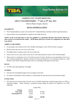 northern territory tenpin bowling championships