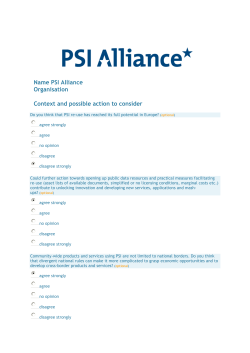 Name PSI Alliance Organisation Context and possible action to