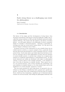 1 Early string theory as a challenging case study for - Philsci