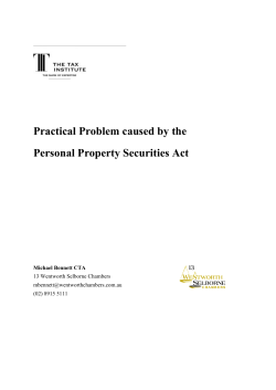 Practical Problem caused by the Personal Property Securities Act