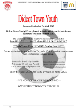 Entry Fees are: &pound;30.00 per team, 2nd team or more &pound;25.00 ***WE