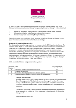 From P6 to E3 In May 2010 when CIMA`s new syllabus is examined