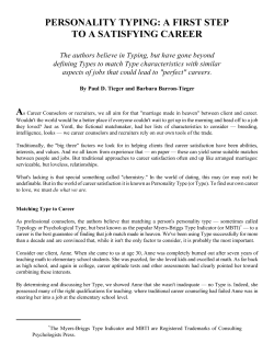 PERSONALITY TYPING: A FIRST STEP TO A SATISFYING CAREER