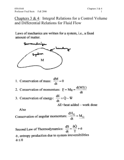 Integral Relations for a Control Volume and Differential Relations for