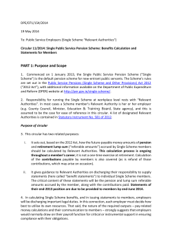Single Public Service Pension Scheme: Benefits