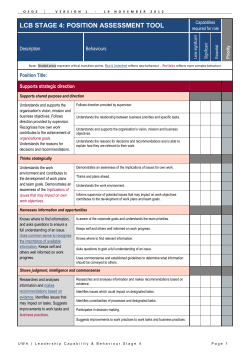 INTEGRATED LEADERSHIP STRATEGY: OUTLINE