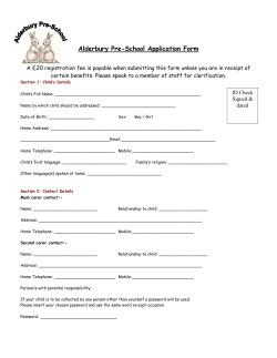 Pre-School Registration Form