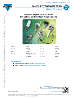 R e s is tors - P a n e l P o te n tio me te rs S e le c tor G u id e