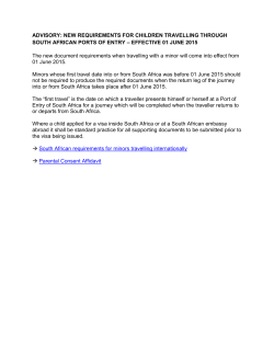 ADVISORY: NEW REQUIREMENTS FOR CHILDREN TRAVELLING
