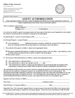 Agent Authorization - Santa Clara County Assessor`s