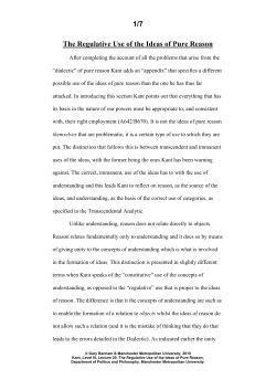 1/7 The Regulative Use of the Ideas of Pure Reason