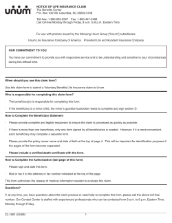 For use with policies issued by the following Unum Group [&ldquo;Unum