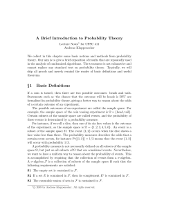 A Brief Introduction to Probability Theory &sect;1