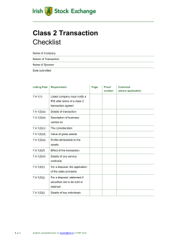 Class 2 Transaction Checklist