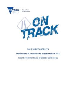 Table 2: 2015 On Track participation, early school leavers in Greater
