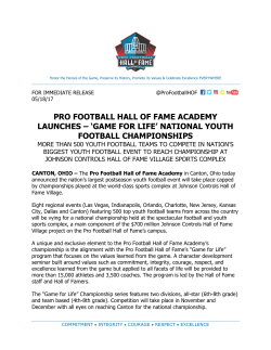 pro football hall of fame academy launches &ndash; `game for life` national